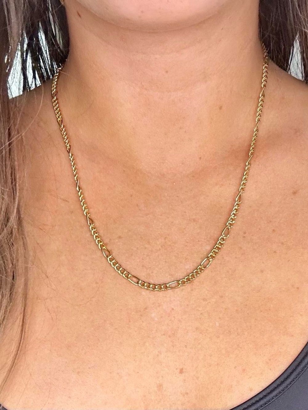 Women's Gold Figaro Chain Necklace - Elegant Everyday Layering